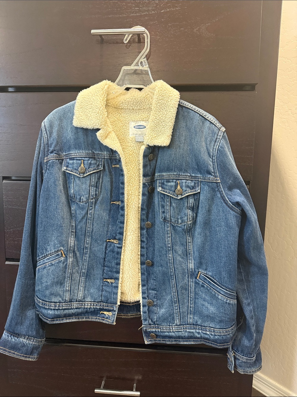 Women’s Blue Denim Sherpa Jacket with Cream Lining